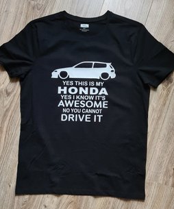 Shirt Bedrukt met tekst naar smaak, Honda, Auto shirt, 